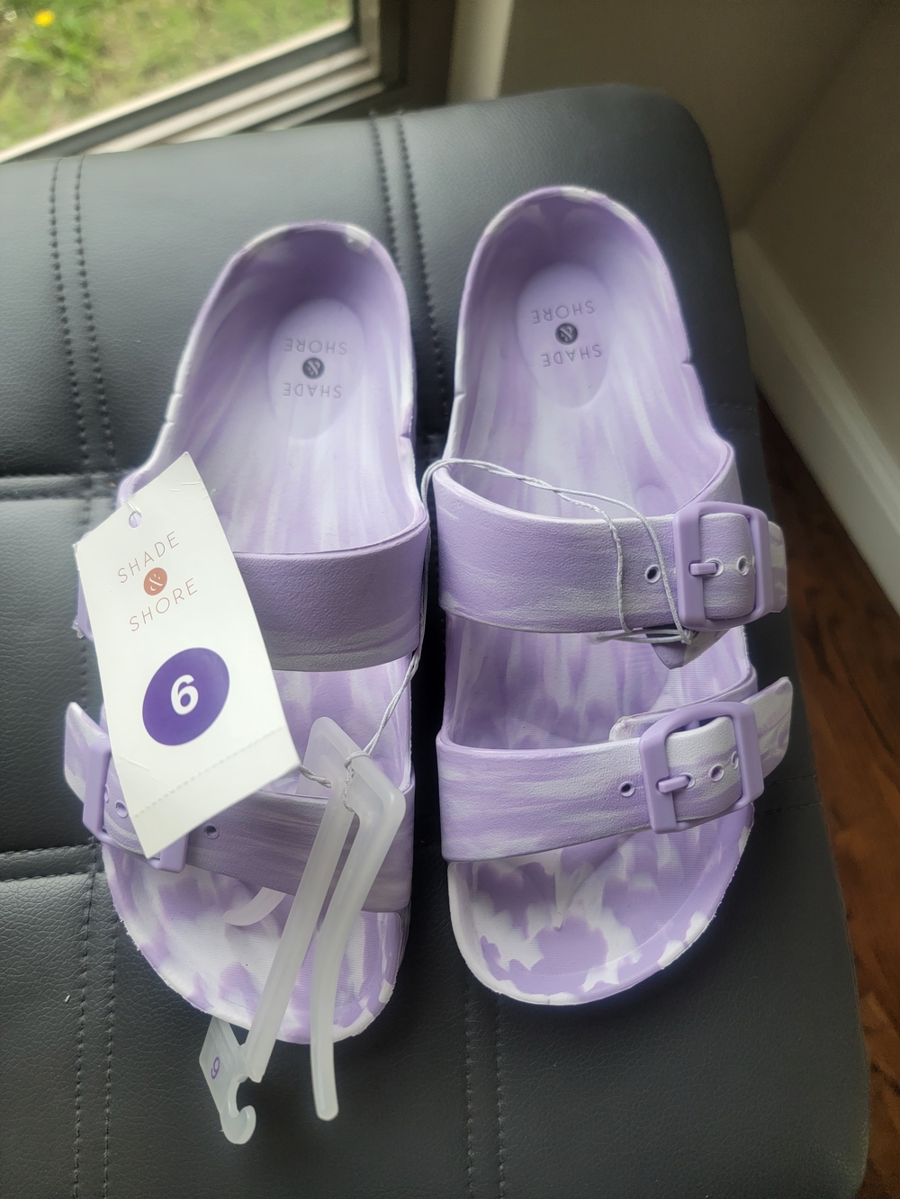 Shade & Shore Big Girls/Women Slide Sandals Purple  Slip On Size 6